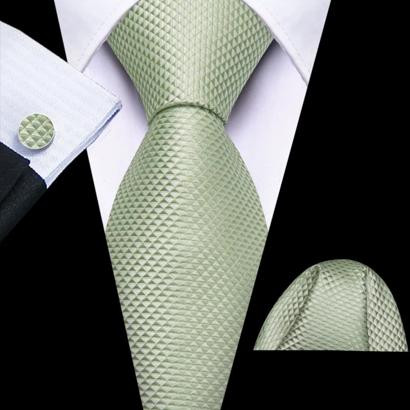 Barry. Wang Mint Green Necktie Jacquard Geometric Silk Mens Wedding Tie sold by Barrywang