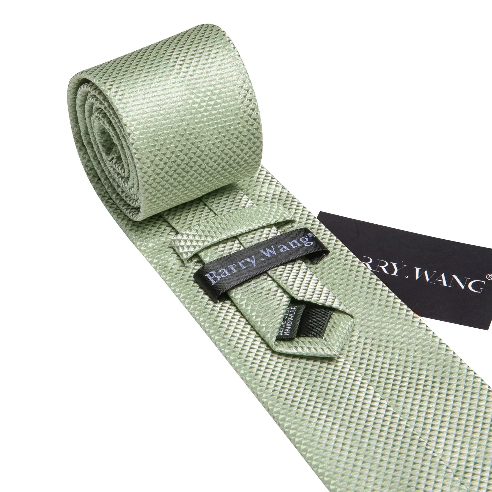 Barry. Wang Mint Green Necktie Jacquard Geometric Silk Mens Wedding Tie sold by Barrywang product image thumbnail 4