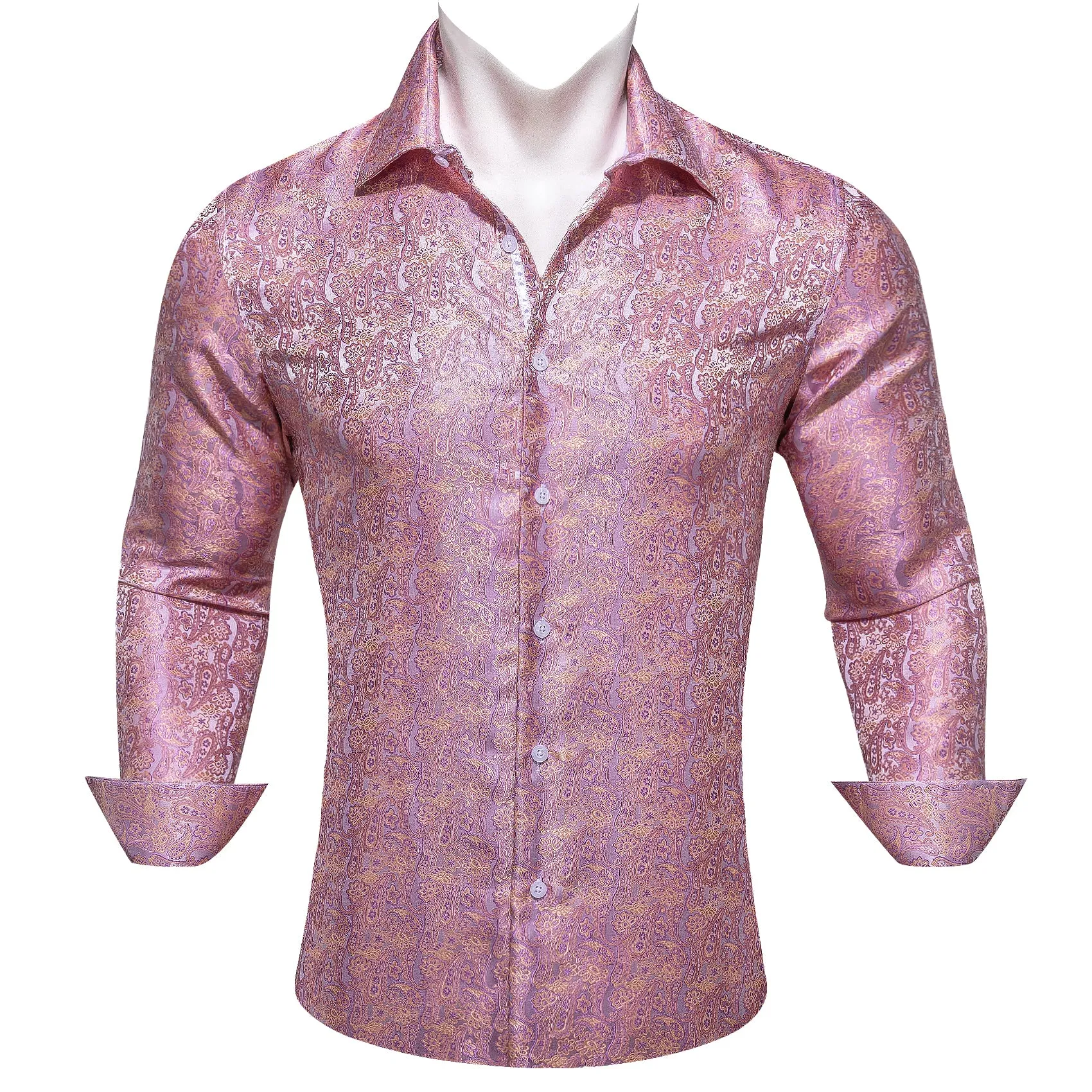 Barry. Wang Light Pink Shirts Paisley Silk Men's Office Dress Shirt sold by Barrywang product image thumbnail 3