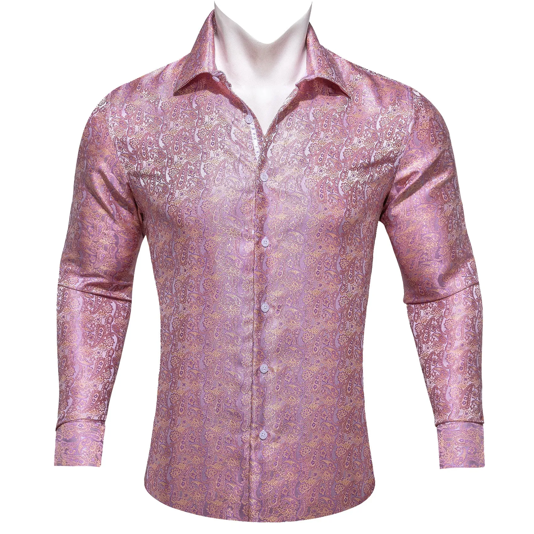 Barry. Wang Light Pink Shirts Paisley Silk Men's Office Dress Shirt sold by Barrywang product image thumbnail 2