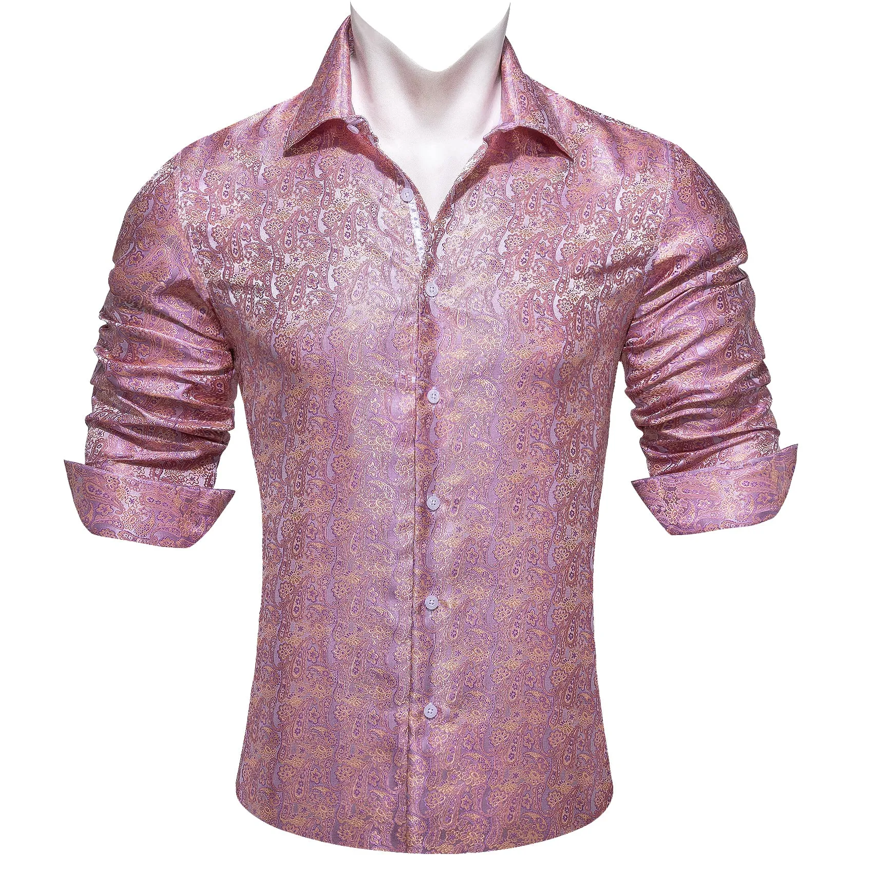 Barry. Wang Light Pink Shirts Paisley Silk Men's Office Dress Shirt sold by Barrywang product image thumbnail 4