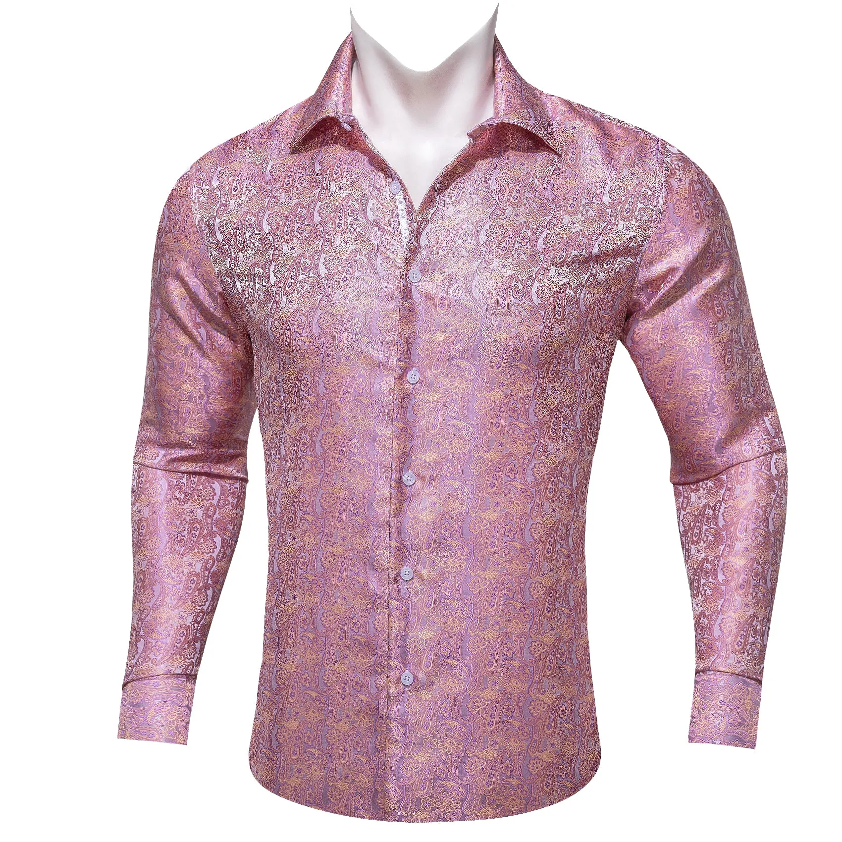 Barry. Wang Light Pink Shirts Paisley Silk Men's Office Dress Shirt sold by Barrywang