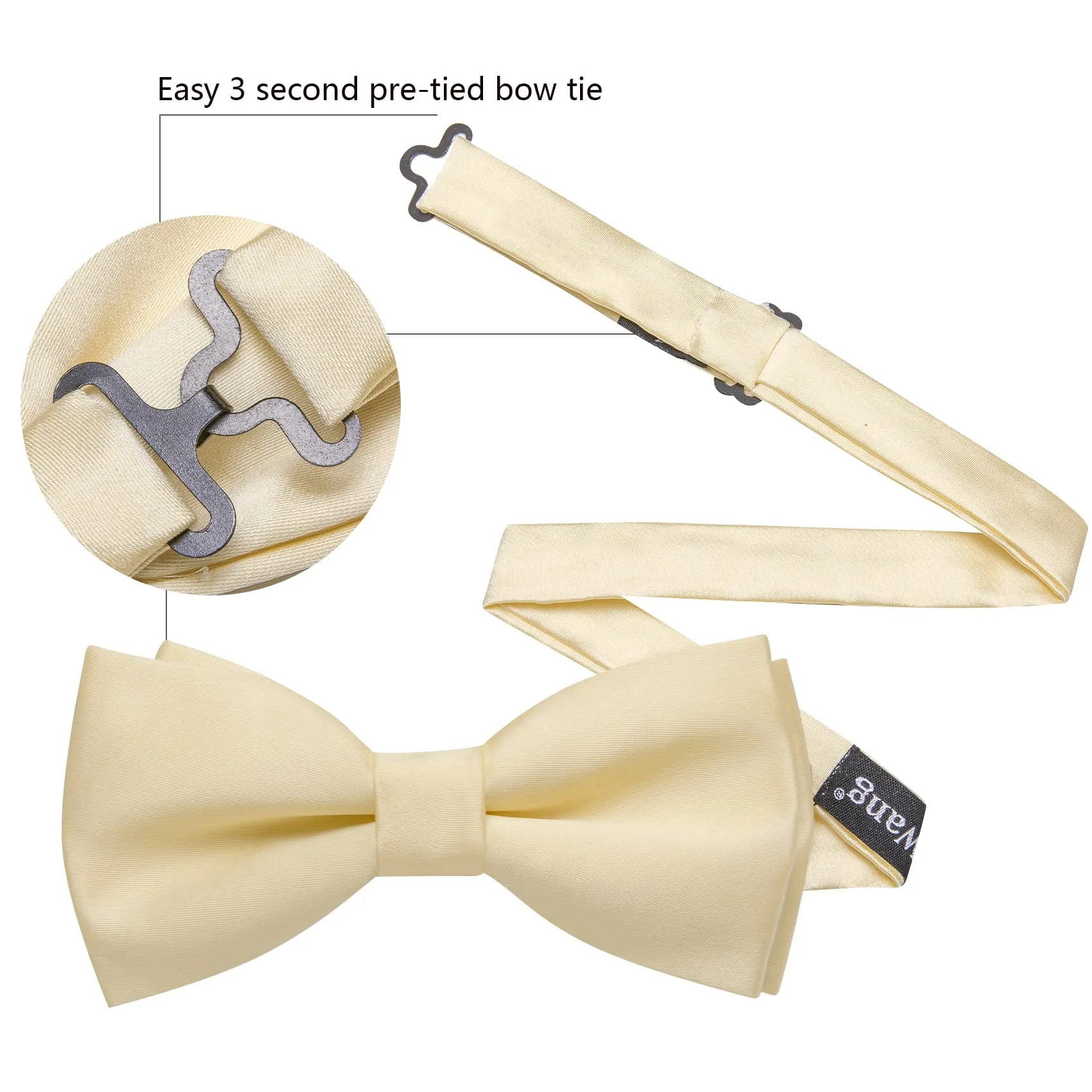Barry Wang Champagne Silk Pre-Tied Mens Bow Tie Hanky Cufflinks Set sold by Barrywang product image thumbnail 2