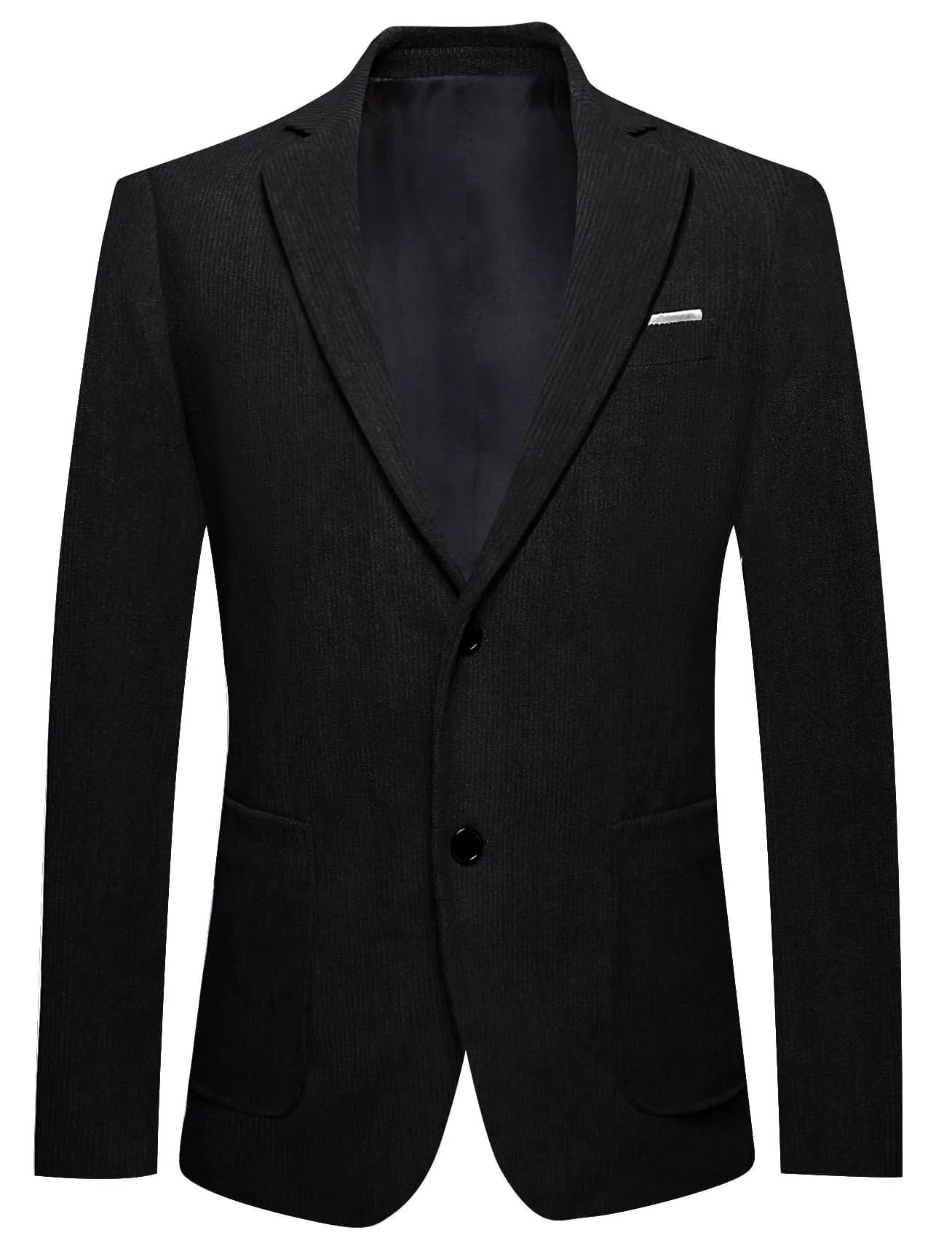 Barry. Wang Black Wedding Suit Solid Mens Notched Lapel Corduroy Top sold by Barrywang product image thumbnail 3