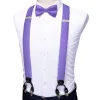 Purple Solid Y Back Adjustable Bow Tie Suspenders Set sold by Barrywang