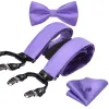 Purple Solid Y Back Adjustable Bow Tie Suspenders Set sold by Barrywang