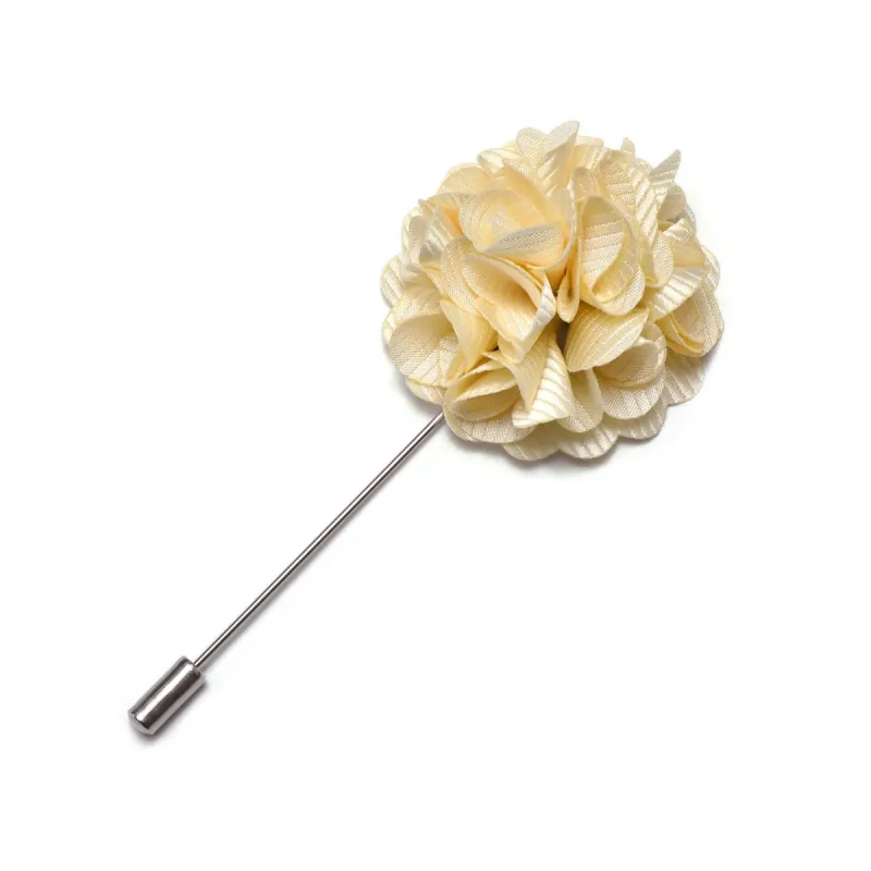 Barry Wang Wedding Brooch Men Fashion Yellow Vanilla Flower Lapel Pin sold by Barrywang