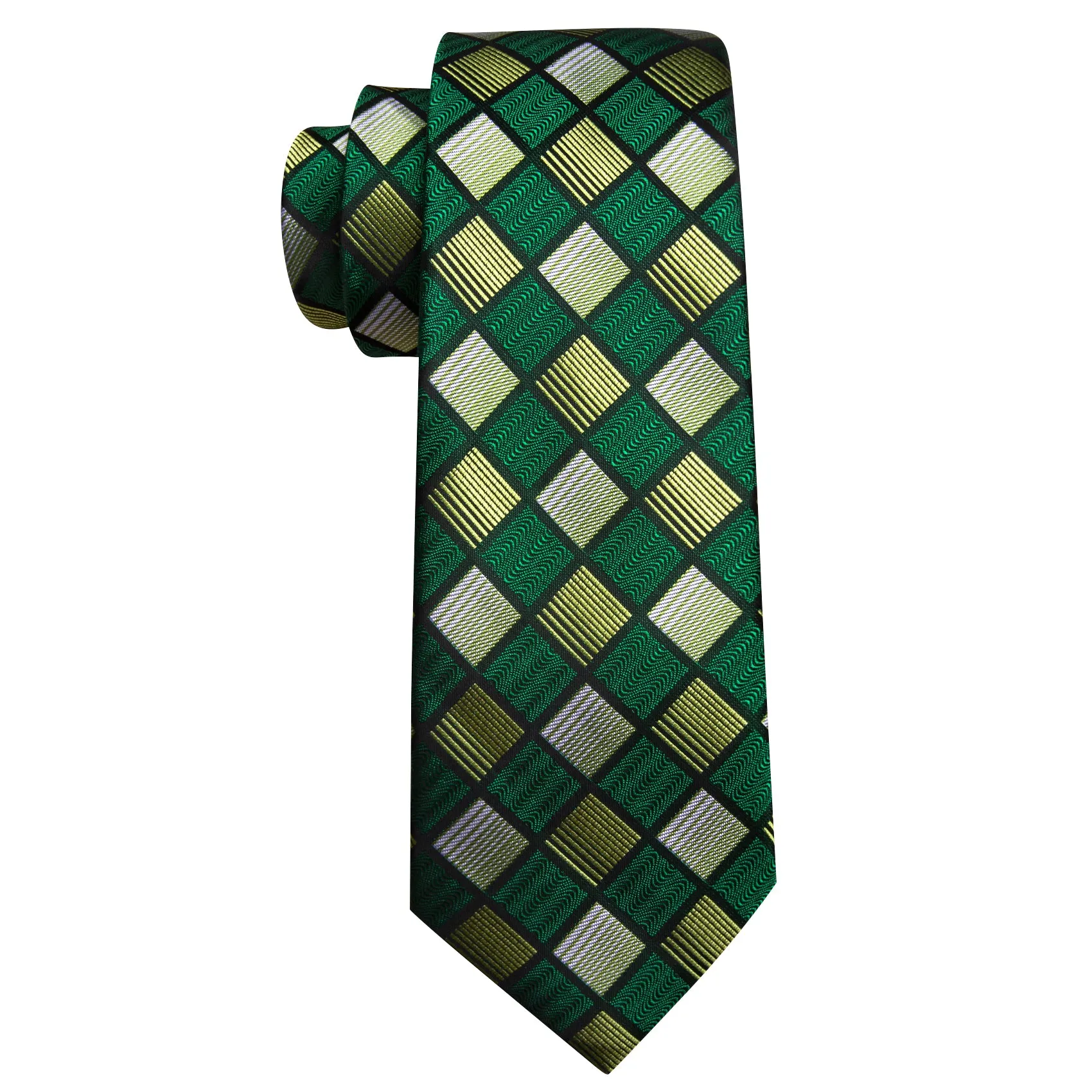 Barry Wang Green Plaid Silk Tie Handkerchief Cufflinks Set sold by Barrywang product image thumbnail 5