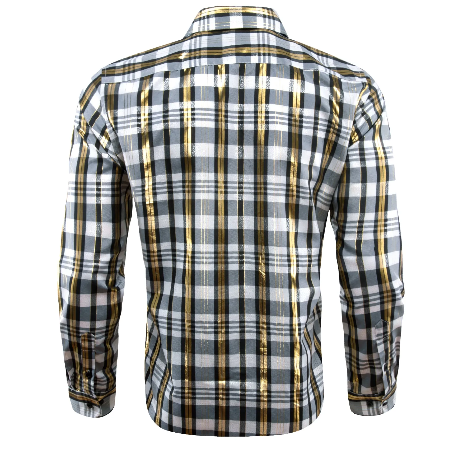 Barry.wang Black White Plaid Silk Men's Shirt sold by Barrywang product image thumbnail 5