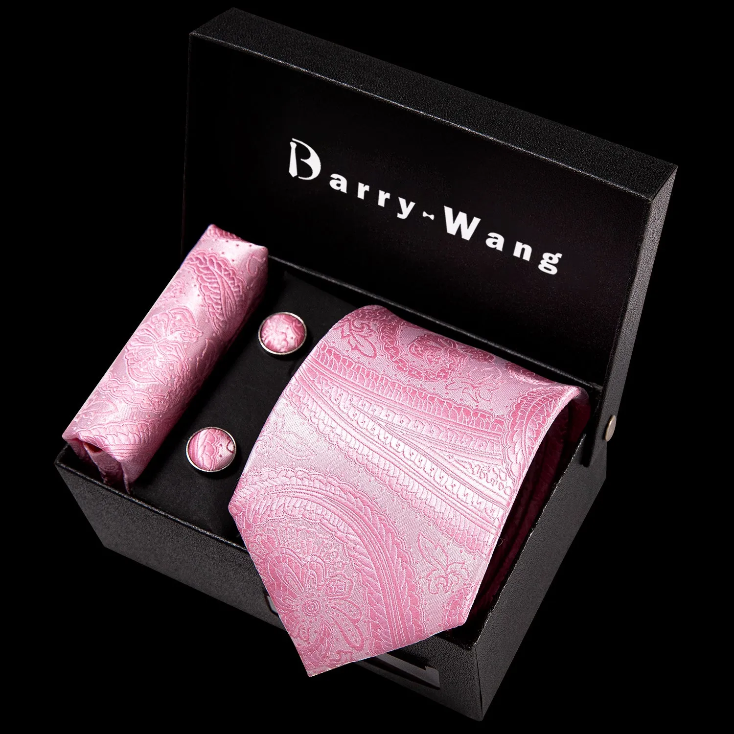 Barry. Wang Pink Paisley Tie Hanky Cufflinks Gift Box Set sold by Barrywang product image thumbnail 2