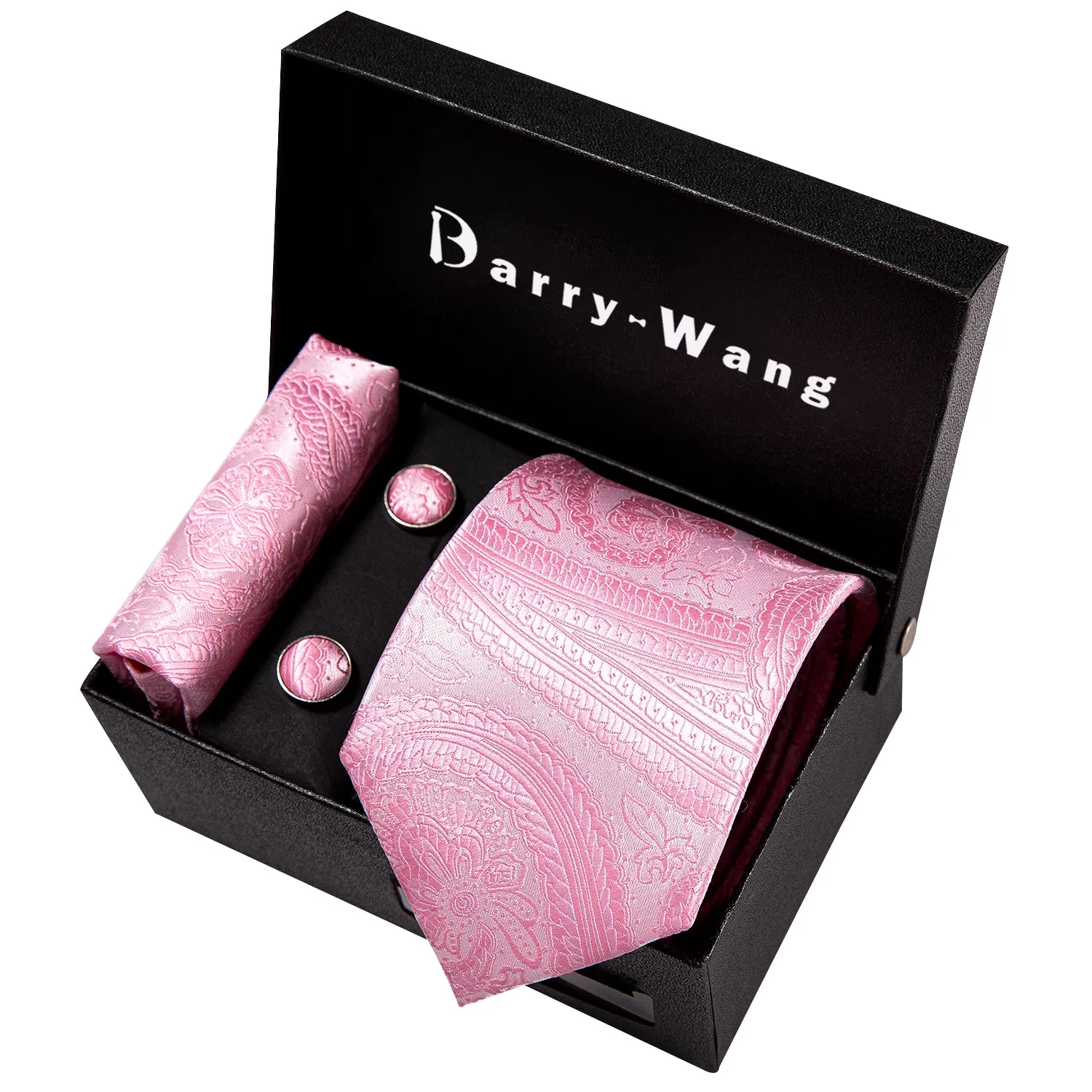 Barry. Wang Pink Paisley Tie Hanky Cufflinks Gift Box Set sold by Barrywang