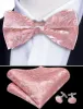 Pink Paisley Silk Bow Tie Hanky Cufflinks Set sold by Barrywang