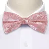 Pink Paisley Silk Bow Tie Hanky Cufflinks Set sold by Barrywang