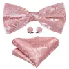 Pink Paisley Silk Bow Tie Hanky Cufflinks Set sold by Barrywang