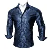 Barry Wang Blue Black Paisley Fitted Silk Men's Long Sleeve Shirt sold by Barrywang