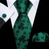 Barry Wang Green Clover Silk Tie Handkerchief Cufflinks Set sold by Barrywang