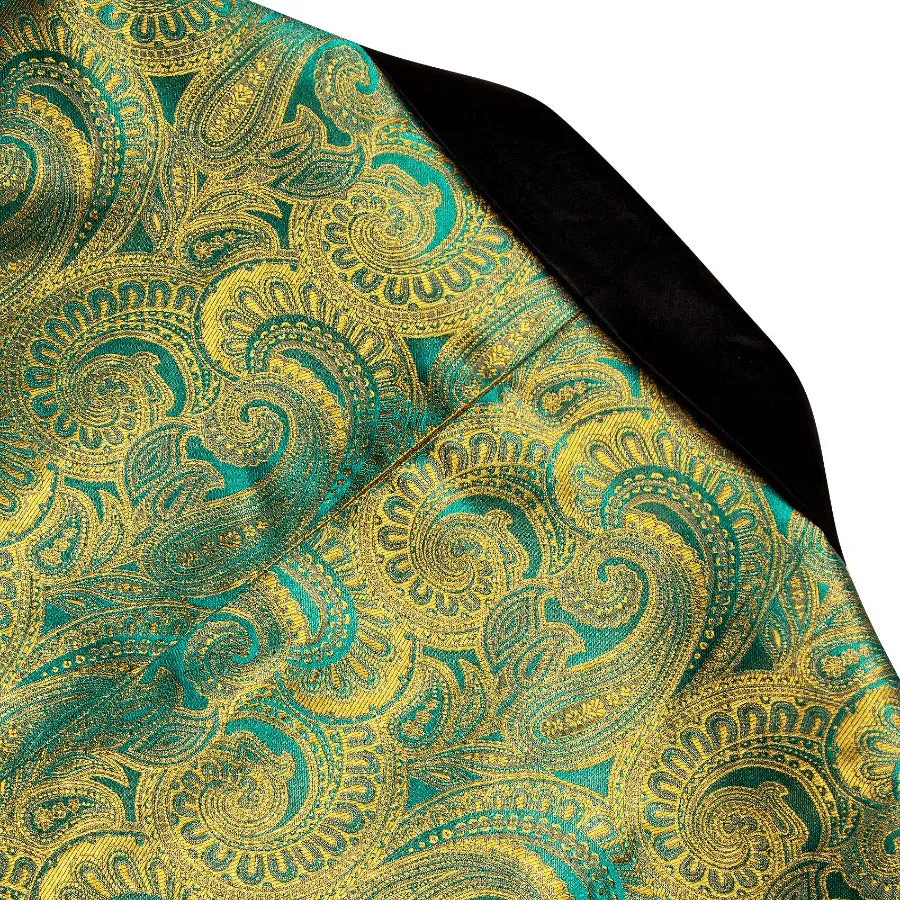 Barry. Wang Shawl Collar Suit Men's Bright Green Floral Suit Jacket sold by Barrywang product image thumbnail 4