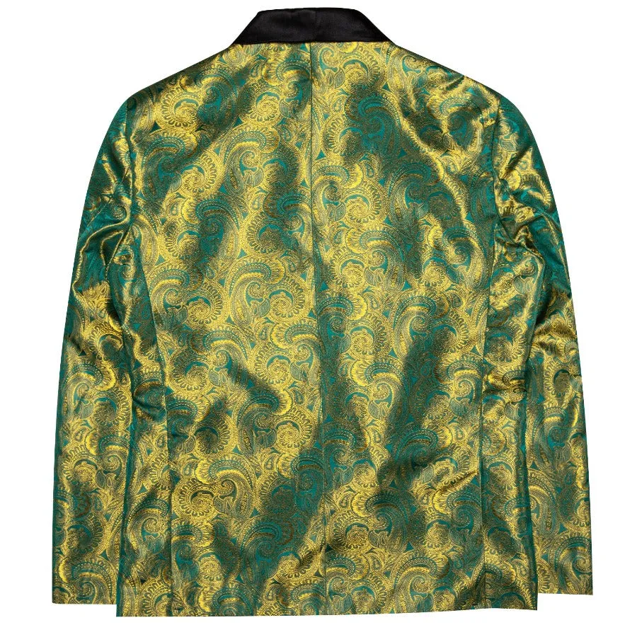 Barry. Wang Shawl Collar Suit Men's Bright Green Floral Suit Jacket sold by Barrywang product image thumbnail 5
