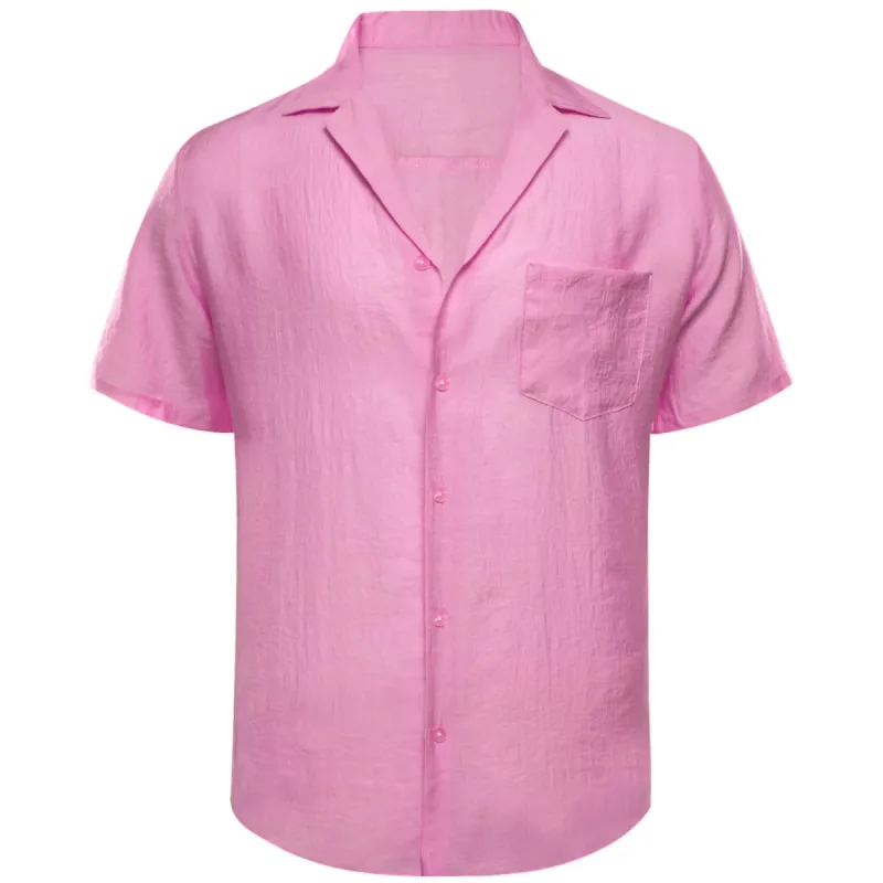 Barry Wang Business Casual Men Shirts Pink Solid Dress Button Up Shirt sold by Barrywang