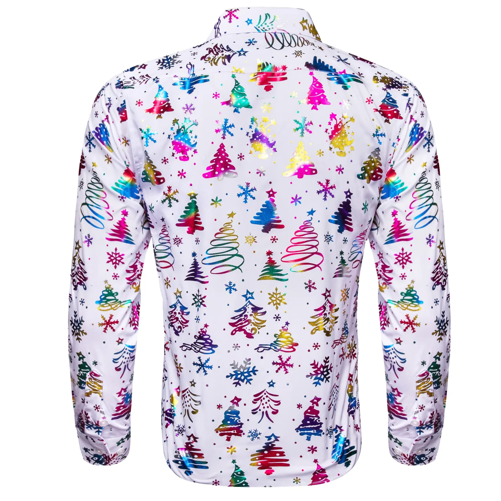 Barry. Wang Holiday Red Tree Pattern Colorful Print White Festival Shirt sold by Barrywang product image thumbnail 3