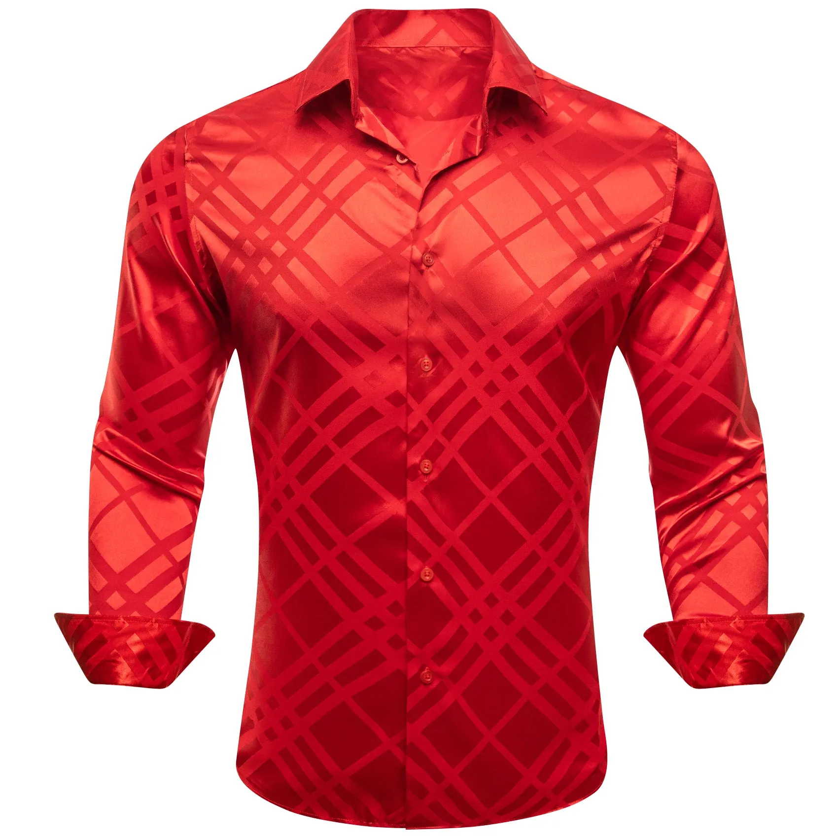 Barry.wang Red Striped Silk Men's Shirt sold by Barrywang product image thumbnail 3