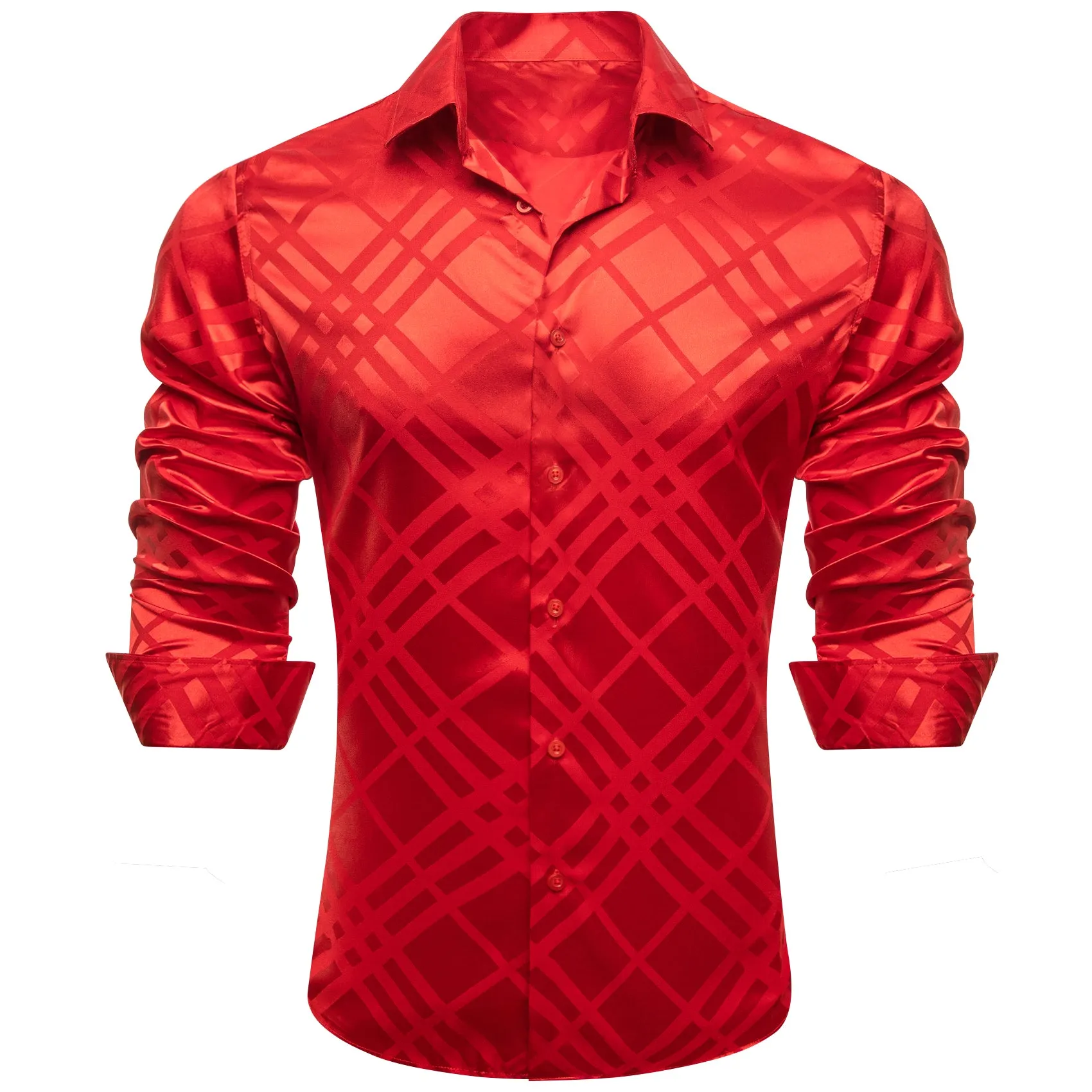 Barry.wang Red Striped Silk Men's Shirt sold by Barrywang product image thumbnail 4