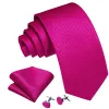 Barry Wang Rose Red Pink Solid Silk Tie Pocket Square Cufflinks Set sold by Barrywang