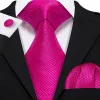 Barry Wang Rose Red Pink Solid Silk Tie Pocket Square Cufflinks Set sold by Barrywang