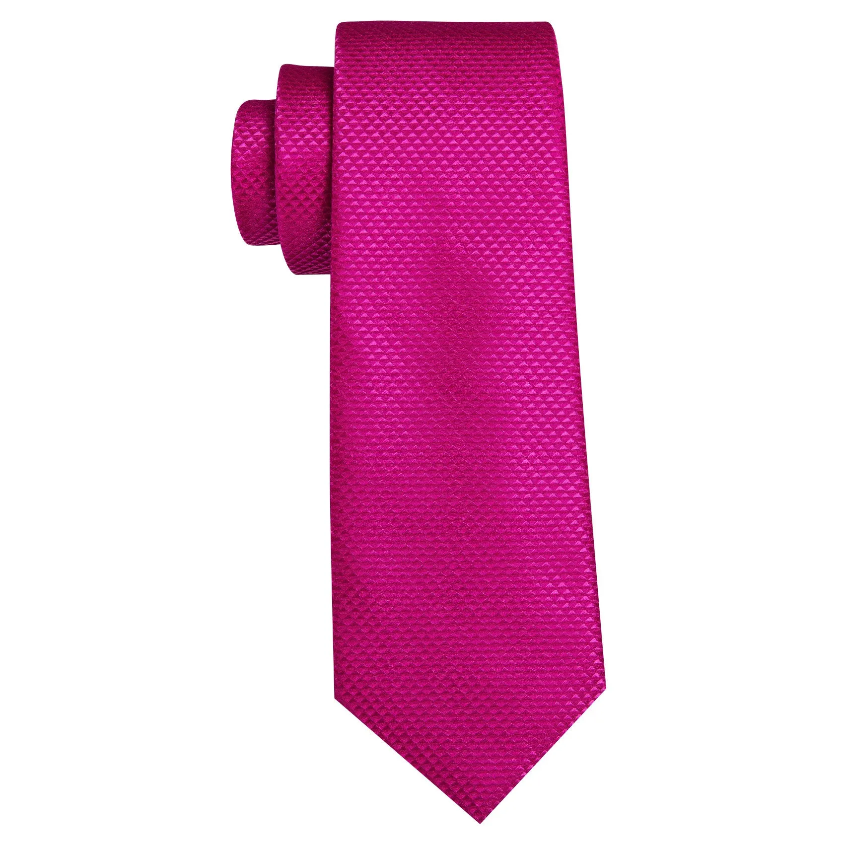 Barry Wang Rose Red Pink Solid Silk Tie Pocket Square Cufflinks Set sold by Barrywang product image thumbnail 5