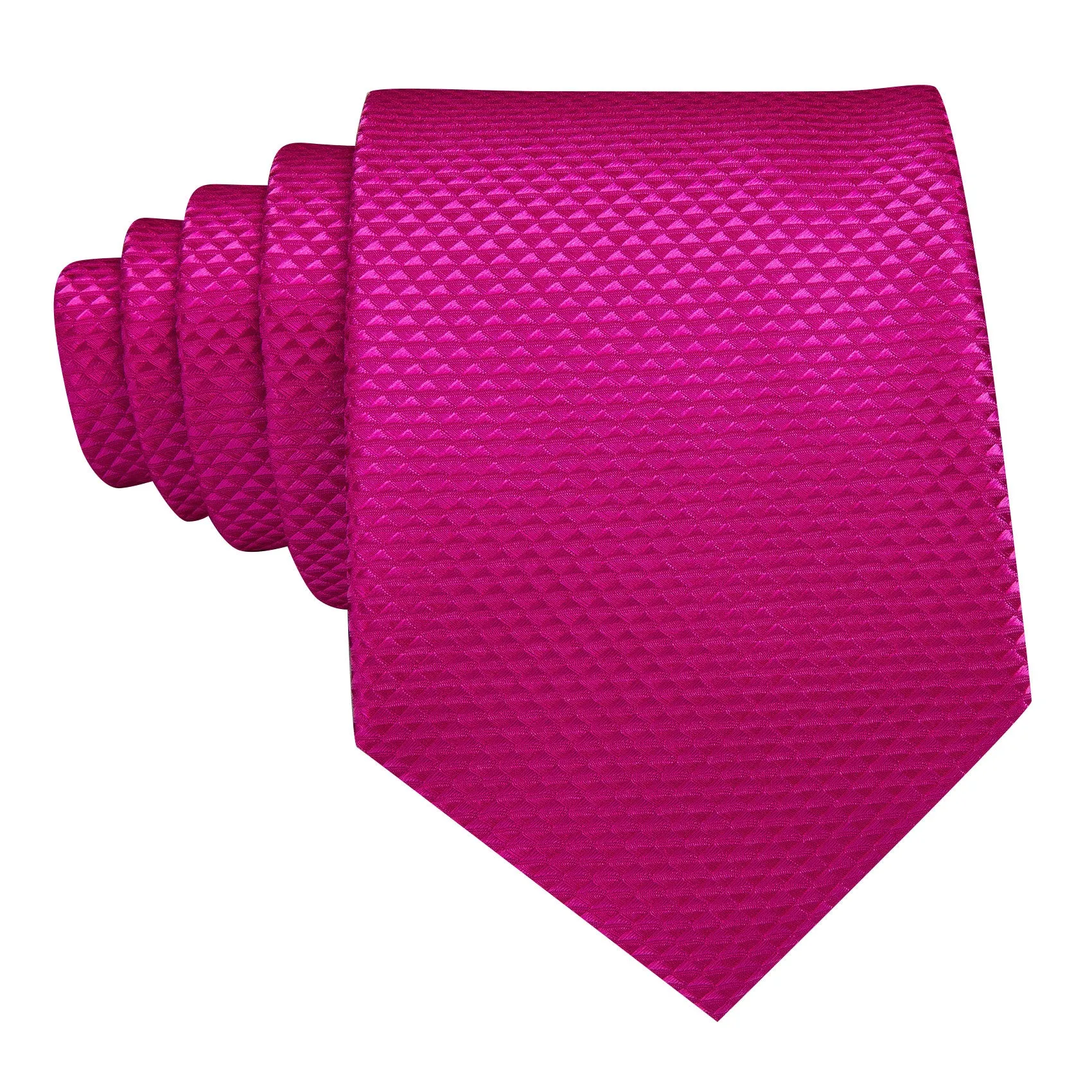 Barry Wang Rose Red Pink Solid Silk Tie Pocket Square Cufflinks Set sold by Barrywang product image thumbnail 4