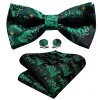 Christmas Green Xmas Tree Pre Tied Bow Tie Hanky Cufflinks Set sold by Barrywang