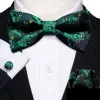 Christmas Green Xmas Tree Pre Tied Bow Tie Hanky Cufflinks Set sold by Barrywang