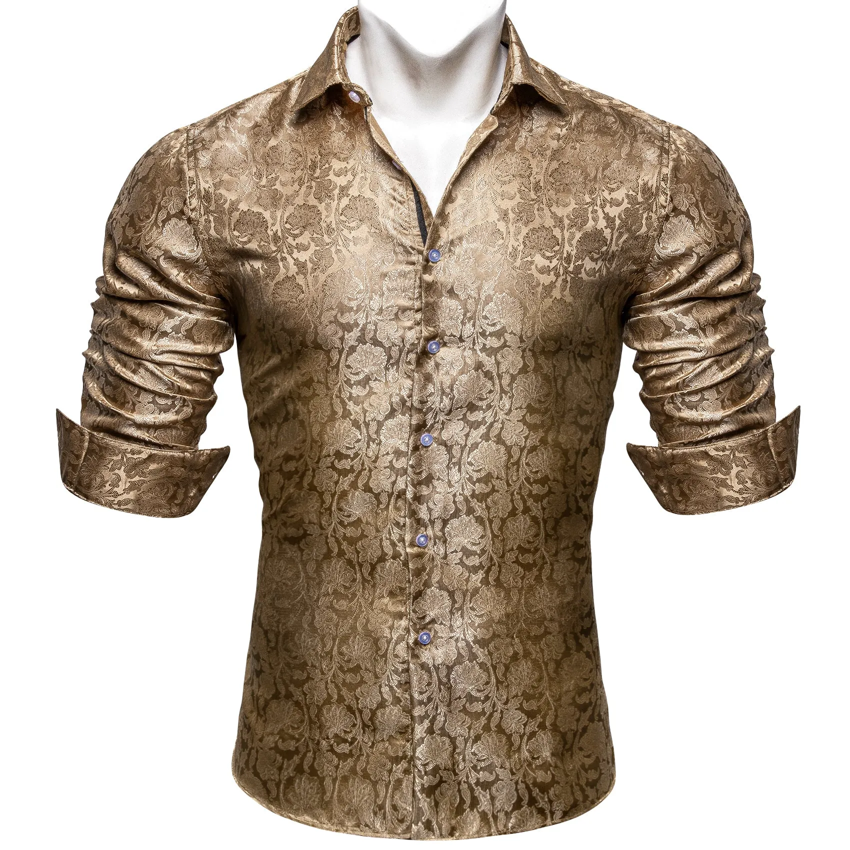 Barry.wang Golden Floral Silk Shirt sold by Barrywang product image thumbnail 5