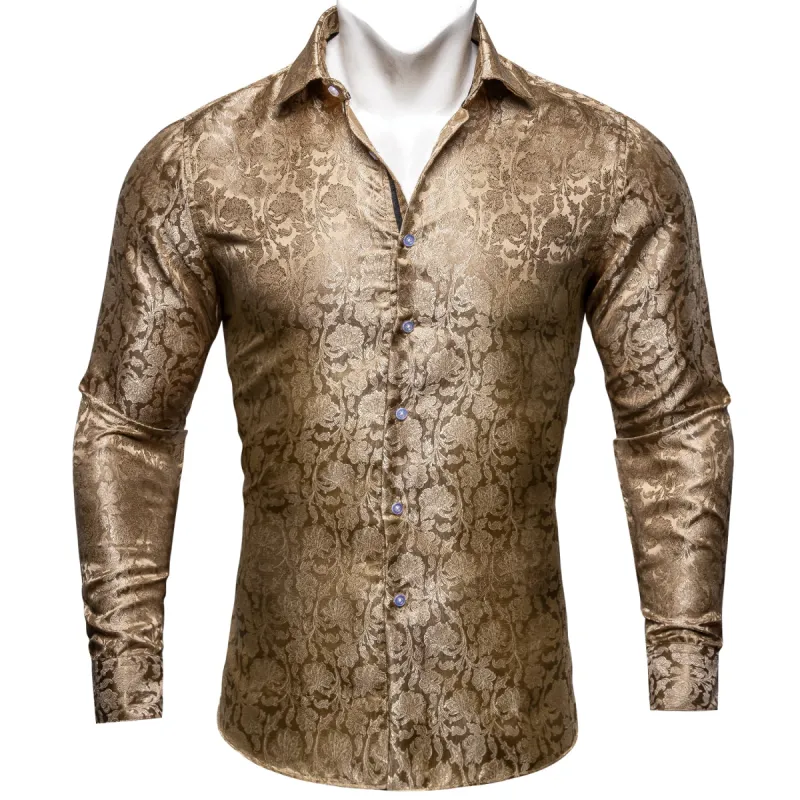 Barry.wang Golden Floral Silk Shirt sold by Barrywang