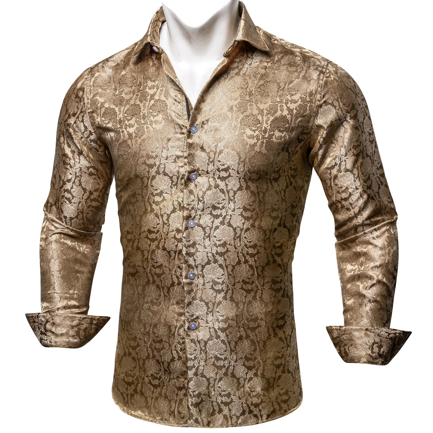 Barry.wang Golden Floral Silk Shirt sold by Barrywang product image thumbnail 4