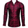 Barry.wang Button Down Shirt Red Black Floral Dress Silk Shirt for Men sold by Barrywang