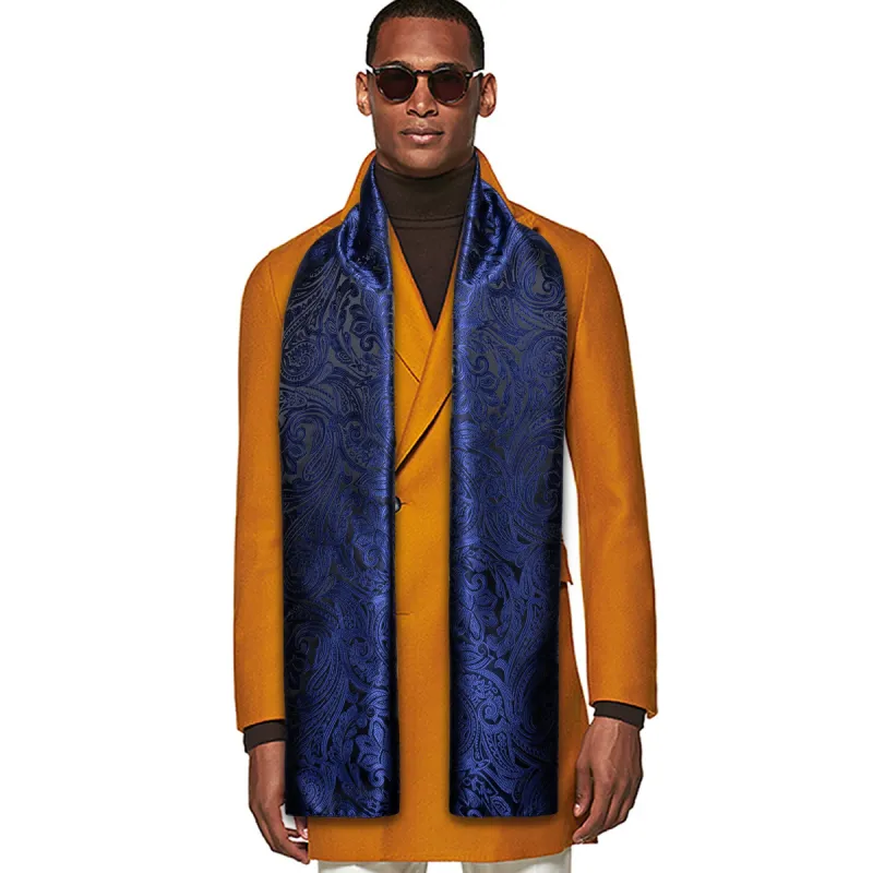 Barry Wang Silk scarf Luxury Blue Floral Scarf sold by Barrywang