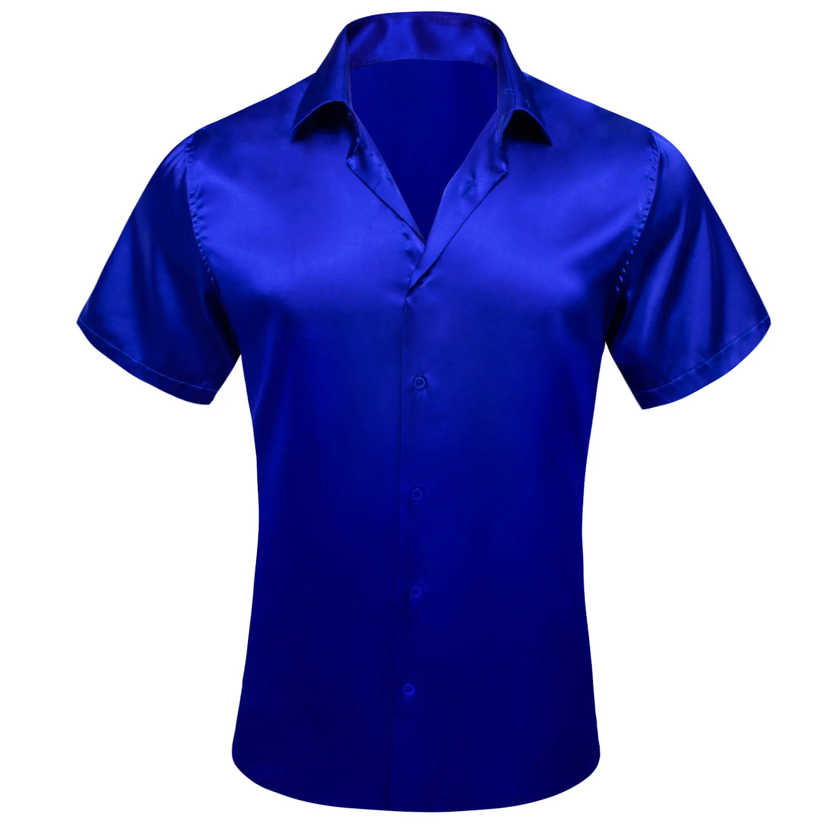 Barry Wang Blue Shirt Mens Short Sleeve Royal Blue collared Dress Shirt sold by Barrywang