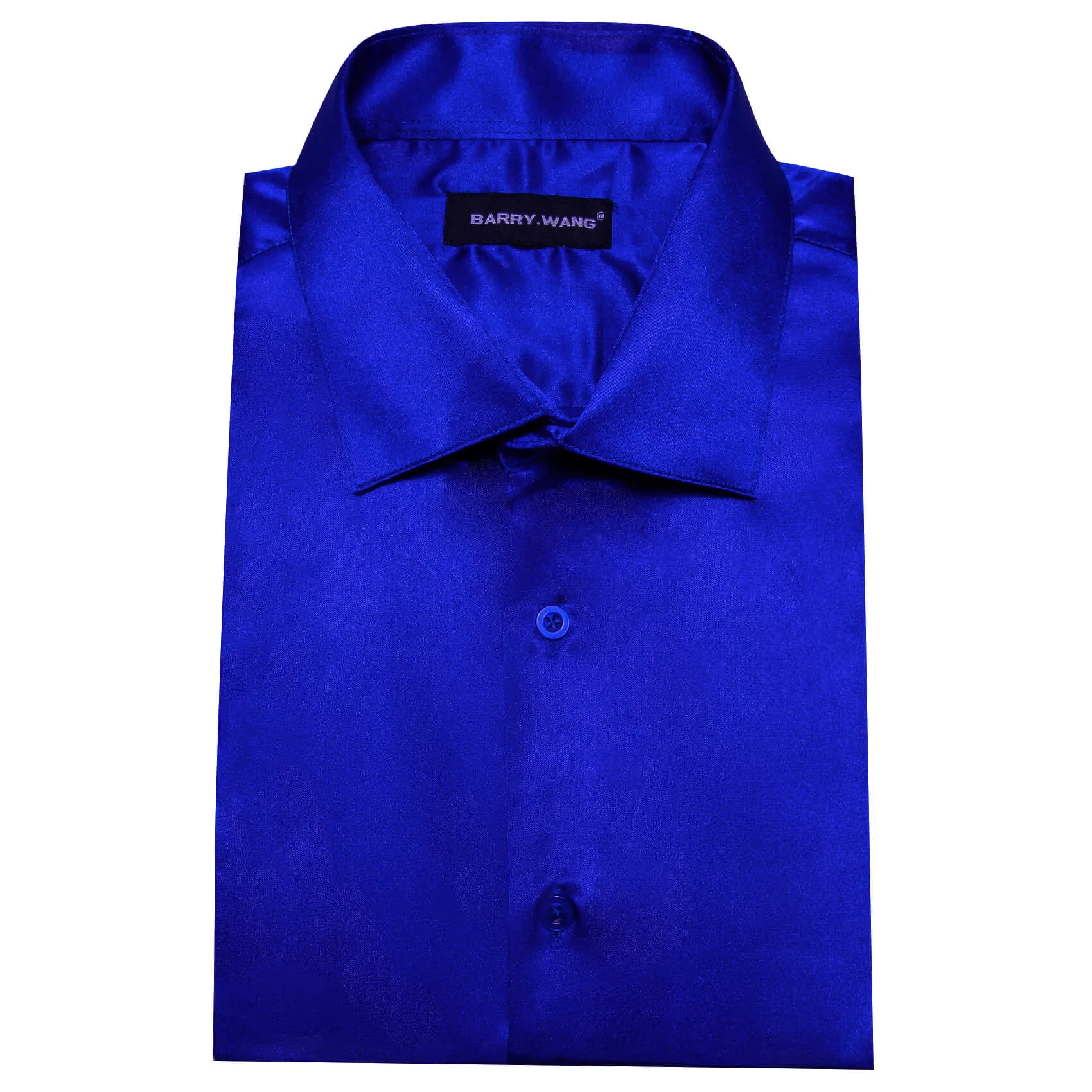 Barry Wang Blue Shirt Mens Short Sleeve Royal Blue collared Dress Shirt sold by Barrywang product image thumbnail 4