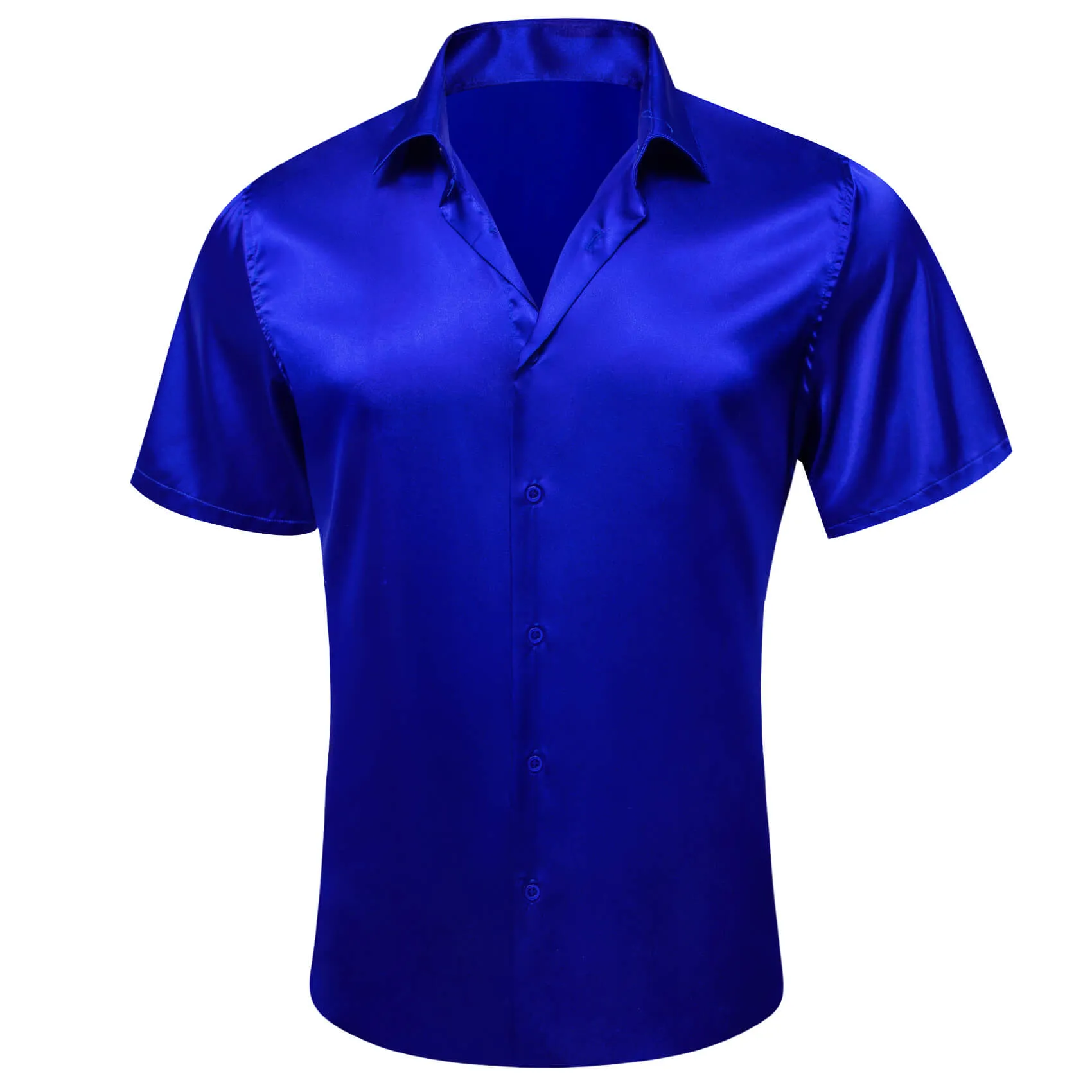 Barry Wang Blue Shirt Mens Short Sleeve Royal Blue collared Dress Shirt sold by Barrywang product image thumbnail 2