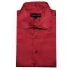 Barry.wang Dark Red Solid Silk Men's Long Sleeve Shirt sold by Barrywang