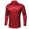 Barry.wang Dark Red Solid Silk Men's Long Sleeve Shirt sold by Barrywang