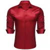 Barry.wang Dark Red Solid Silk Men's Long Sleeve Shirt sold by Barrywang