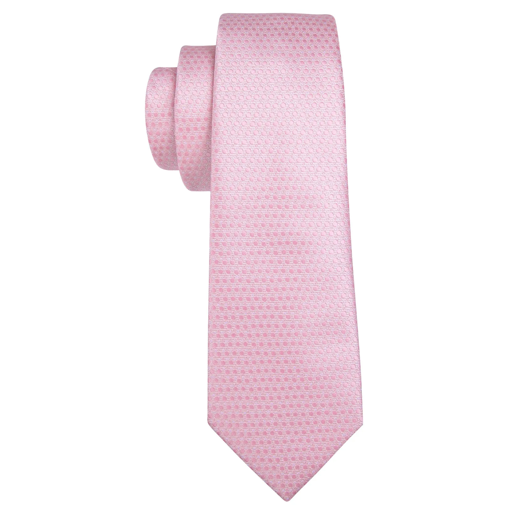 Barry Wang Tie Pink Polka Dot Silk Necktie Pocket Square Cufflinks Set sold by Barrywang product image thumbnail 4