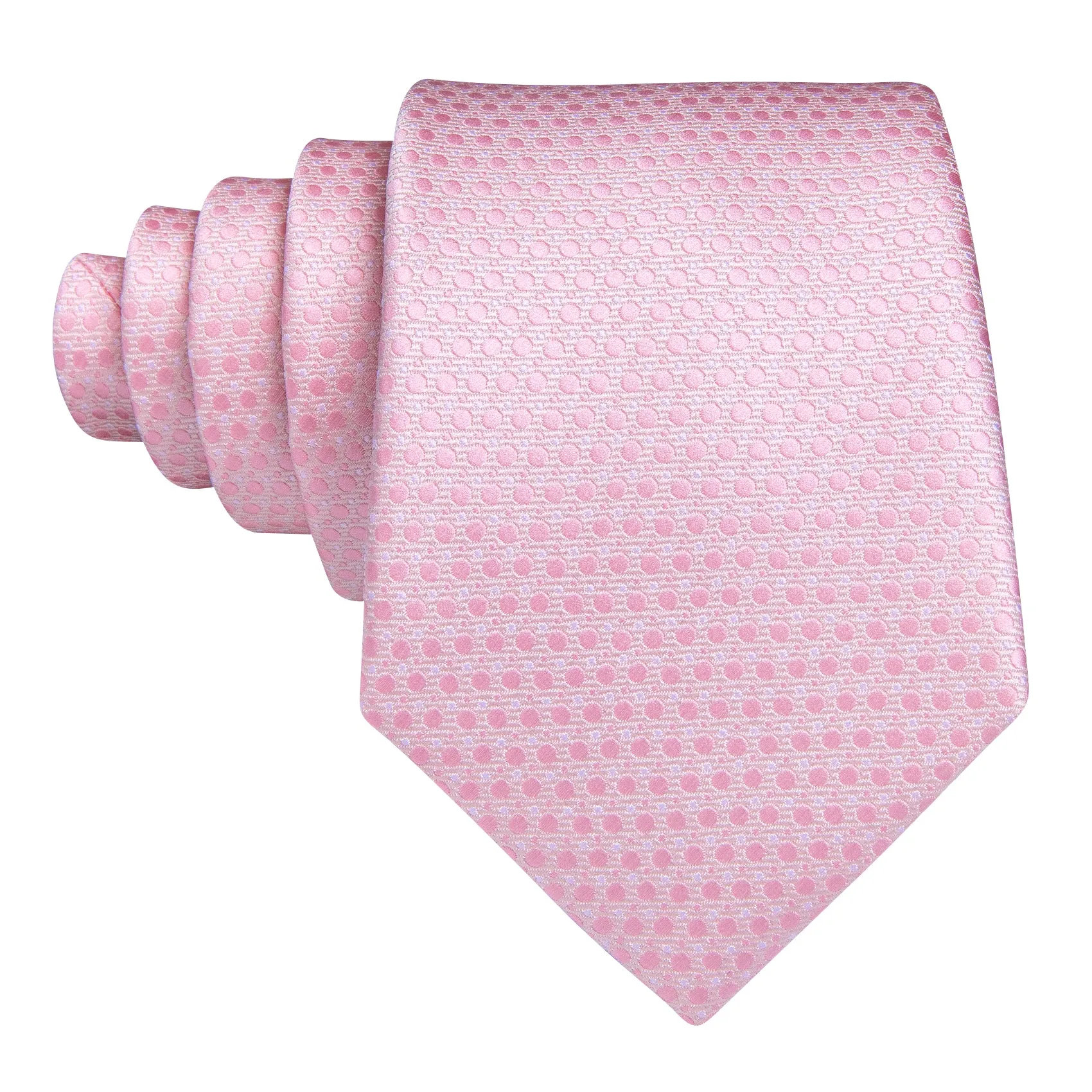 Barry Wang Tie Pink Polka Dot Silk Necktie Pocket Square Cufflinks Set sold by Barrywang product image thumbnail 3