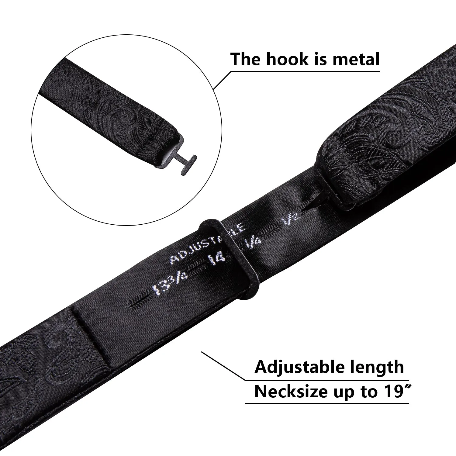 Barry Wang Mens Black Tie Paisley Self Tie Bow Tie Hanky Cufflinks Set sold by Barrywang product image thumbnail 5