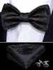 Barry Wang Mens Black Tie Paisley Self Tie Bow Tie Hanky Cufflinks Set sold by Barrywang