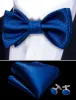 Barry. Wang Navy Blue Striped Silk Bow Tie Hanky Cufflinks Set sold by Barrywang