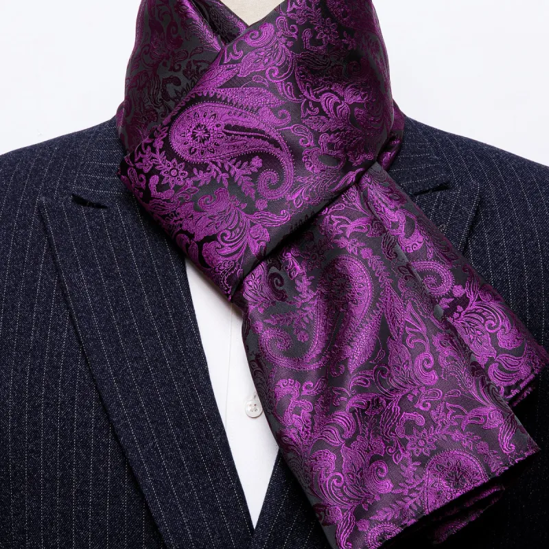 Barry Wang Silk scarf Luxury Purple Black  Floral Scarf sold by Barrywang