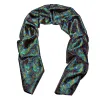 Barry Wang Silk scarf Teal Blue Brown Paisley Scarf sold by Barrywang